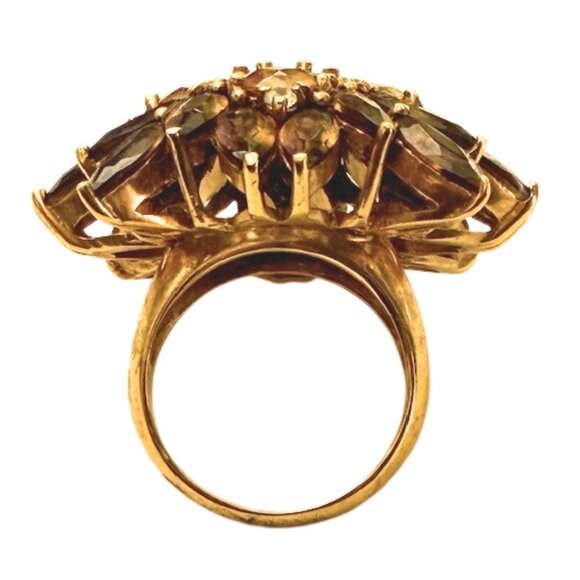 Vintage SETA Sterling Smoky Quartz Topaz Diamond HUGE Cocktail Ring Sz 8 - Picture 4 of 12